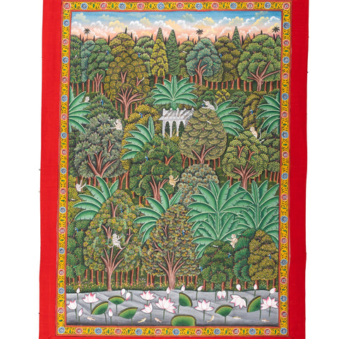 Pichwai Painting - A forest Scene with Temple