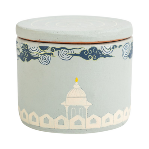 Hand Painted Terracotta Candle with Lid