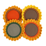 Upcycled Hand Made Sunflower Coaster Set Of-4