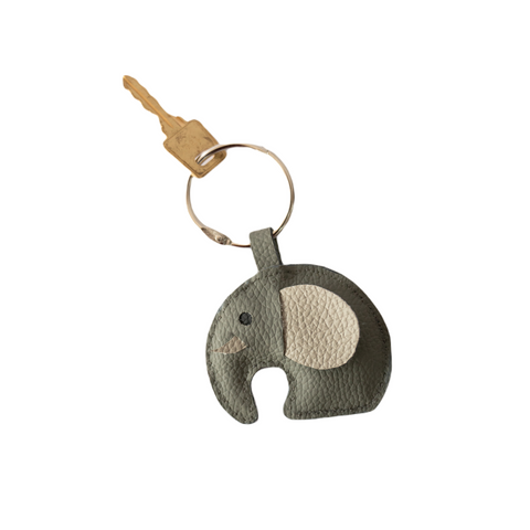 Upcycled handmade elephant Key Chain - embroidery